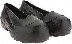 Winter Walking - Men's 2XL (Women's XL) Chemical Resistant Overshoes - 4" High, Plain Toe, Cleated Sole, Polyurethane Upper, Black - Industrial Tool & Supply