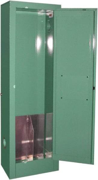 Securall Cabinets - 1 Door, Green Steel Standard Safety Cabinet for Flammable and Combustible Liquids - 44" High x 14" Wide x 9" Deep, Manual Closing Door, 3 Point Key Lock, D, E Cylinder Capacity - Industrial Tool & Supply