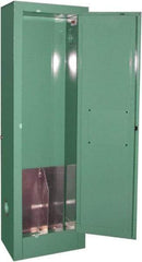Securall Cabinets - 1 Door, Green Steel Standard Safety Cabinet for Flammable and Combustible Liquids - 44" High x 14" Wide x 9" Deep, Manual Closing Door, 3 Point Key Lock, D, E Cylinder Capacity - Industrial Tool & Supply