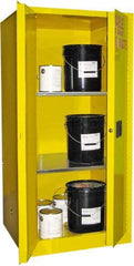 Securall Cabinets - 2 Door, 2 Shelf, Yellow Steel Standard Safety Cabinet for Flammable and Combustible Liquids - 65" High x 31" Wide x 31" Deep, Manual Closing Door, 3 Point Key Lock, 60 Gal Capacity - Industrial Tool & Supply