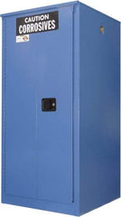 Securall Cabinets - 2 Door, 2 Shelf, Blue Steel Standard Safety Cabinet for Corrosive Chemicals - 65" High x 31" Wide x 31" Deep, Manual Closing Door, 3 Point Key Lock, 60 Gal Capacity - Industrial Tool & Supply
