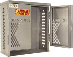 Securall Cabinets - 1 Door, 1 Shelf, Yellow Steel Standard Safety Cabinet for Flammable and Combustible Liquids - 33" High x 31" Wide x 16" Deep, Manual Closing Door, Padlockable Hasp, 20 or 33 Lb Cylinder Capacity - Industrial Tool & Supply