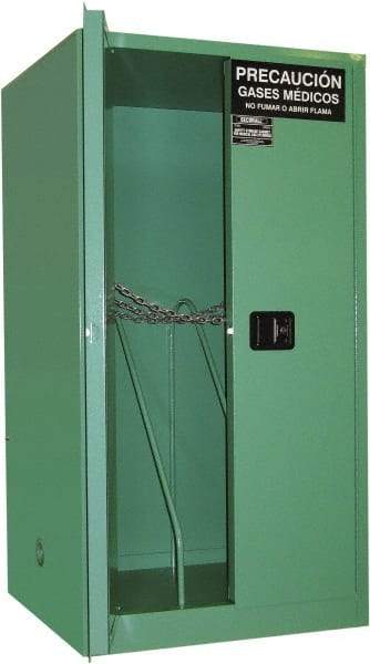 Securall Cabinets - 2 Door, Green Steel Standard Safety Cabinet for Flammable and Combustible Liquids - 65" High x 34" Wide x 34" Deep, Manual Closing Door, 3 Point Key Lock, H Cylinder Capacity - Industrial Tool & Supply