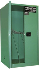 Securall Cabinets - 2 Door, Green Steel Standard Safety Cabinet for Flammable and Combustible Liquids - 65" High x 34" Wide x 34" Deep, Manual Closing Door, 3 Point Key Lock, H Cylinder Capacity - Industrial Tool & Supply