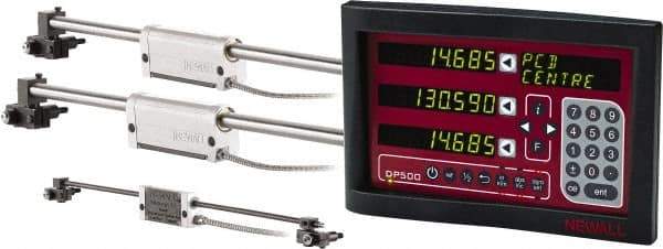 Newall - 3 Axis, 36" X-Axis Travel, 12" Y-Axis Travel, 16" Z-Axis Travel, Milling DRO System - 0.001mm/0.002mm Resolution, 0.0004" Accuracy, LED Display - Industrial Tool & Supply