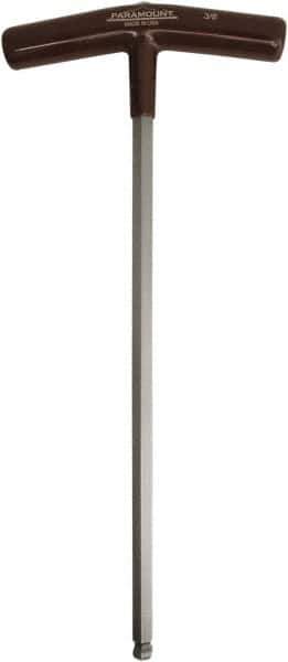 Paramount - 3/8" Hex, T-Handle Cushion Grip, Ball End Hex Key - 11-51/64" OAL, Protanium High Torque Steel, Inch System of Measurement - Industrial Tool & Supply