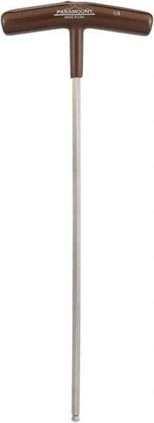 Paramount - 1/4" Hex, T-Handle Cushion Grip, Ball End Hex Key - 10-51/64" OAL, Protanium High Torque Steel, Inch System of Measurement - Industrial Tool & Supply