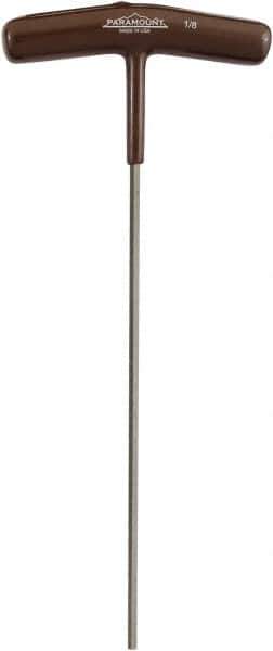 Paramount - 1/8" Hex, T-Handle Cushion Grip, Hex Key - 7-39/64" OAL, Protanium High Torque Steel, Inch System of Measurement - Industrial Tool & Supply