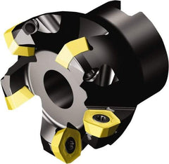 Sandvik Coromant - 3" Cut Diam, 1-1/2" Arbor Hole, 0.0787" Max Depth of Cut, 19° Indexable Chamfer & Angle Face Mill - 6 Inserts, 419R-1405 Insert, Right Hand Cut, Through Coolant, Series CoroMill 419 - Industrial Tool & Supply