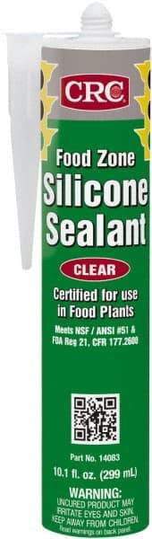 CRC - 10.1 oz Cartridge Clear Hydroxy-Terminated Polydimethylsiloxane/Silica Food Grade Silicone Sealant - -70 to 400°F Operating Temp, 60 min Tack Free Dry Time, 24 hr Full Cure Time - Industrial Tool & Supply