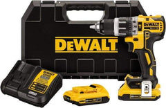 DeWALT - 20 Volt 1/2" Metal Single Sleeve w Carbide Jaws Ratcheting Chuck Chuck Cordless Hammer Drill - 0 to 34,000 BPM, 0 to 500 & 0 to 2,000 RPM, Reversible, Mid-Handle - Industrial Tool & Supply