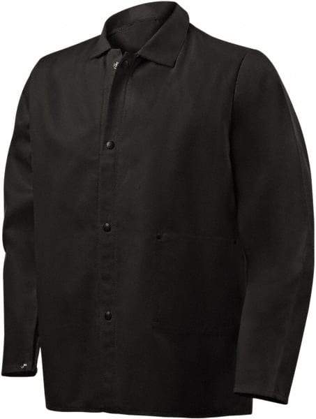 Steiner - Size M Flame Resistant/Retardant Jacket - Black, Cotton & Nylon, Snaps Closure, 44 to 46" Chest - Industrial Tool & Supply