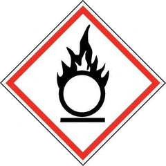 NMC - Hazardous Materials Label, Header: Oxidizer Warning - Legend: GHS - Graphic, English, Black & Red, 4" Long x 4" High, No Coating - Industrial Tool & Supply