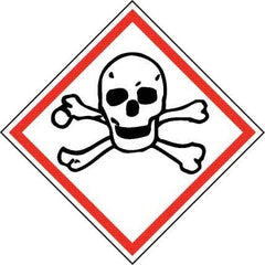 NMC - Hazardous Materials Label, Header: Toxic Warning - Legend: GHS - Graphic, English, Black & Red, 4" Long x 4" High, No Coating - Industrial Tool & Supply