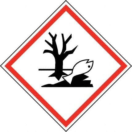 NMC - Hazardous Materials Label, Header: Dangerous for Environment Warning - Legend: GHS - Graphic, English, Black & Red, 4" Long x 4" High, No Coating - Industrial Tool & Supply