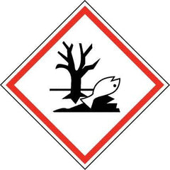 NMC - Hazardous Materials Label, Header: Dangerous for Environment Warning - Legend: GHS - Graphic, English, Black & Red, 4" Long x 4" High, No Coating - Industrial Tool & Supply