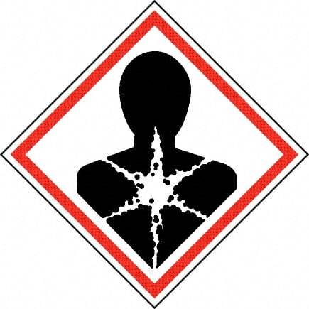 NMC - Hazardous Materials Label, Header: Health Hazard - Legend: GHS - Graphic, English, Black & Red, 4" Long x 4" High, No Coating - Industrial Tool & Supply