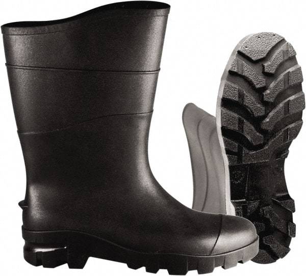 PRO-SAFE - Unisex Size 6 Medium Width Steel Work Boot - Black, PVC Upper, 13" High, Non-Slip, Waterproof - Industrial Tool & Supply