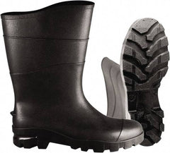 PRO-SAFE - Unisex Size 8 Medium Width Plain Work Boot - Black, PVC Upper, 13" High, Non-Slip, Waterproof - Industrial Tool & Supply