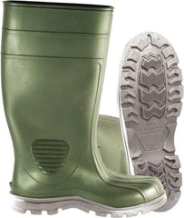PRO-SAFE - Unisex Size 12 Medium Width Plain Work Boot - Green, PVC Blend Upper, 15" High, Non-Slip, Waterproof - Industrial Tool & Supply