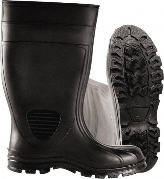 PRO-SAFE - Unisex Size 12 Medium Width Steel Work Boot - Black, PVC Upper, 15" High, Non-Slip, Waterproof - Industrial Tool & Supply
