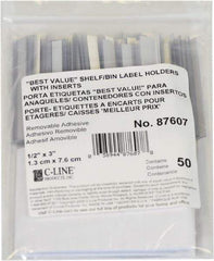 C-LINE - 3" Long x 1/2" Wide, Self Adhesive Back, Label Holder - Clear - Industrial Tool & Supply