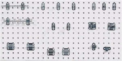 Triton - 18" Wide x 36" High Industrial Steel Tool Peg Board System - 1 Panel, 18 Hooks, Steel with Epoxy Coating, White - Industrial Tool & Supply