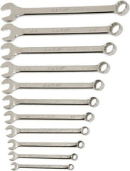 Ability One - 10 Piece, 10mm to 19mm, 12 Point Combination Wrench Set - Metric Measurement Standard, Chrome Finish - Industrial Tool & Supply