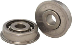 USDI - 1 Row, 1-3/4" OD, 1/2" Bore Diam, Round Open Conveyor Roller Bearing - 195 Lb Capacity, 550 Max RPM, with Flange, Steel with Steel Housing - Industrial Tool & Supply