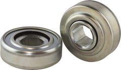 USDI - 1 Row, 3-1/16" OD, 1-1/16" Hex Open Conveyor Roller Bearing - 603 Lb Capacity, 550 Max RPM, Steel with Zinc Housing - Industrial Tool & Supply