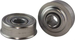 USDI - 1 Row, 2.265" OD, 11/16" Hex Single Seal Conveyor Roller Bearing - 425 Lb Capacity, 550 Max RPM, with Flange, Steel with Zinc Housing - Industrial Tool & Supply