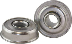 USDI - 1 Row, 1-1/2" OD, 1/2" Bore Diam, Round Open Conveyor Roller Bearing - 145 Lb Capacity, 550 Max RPM, with Flange, Steel with Zinc Housing - Industrial Tool & Supply