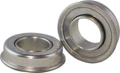 USDI - 1 Row, 1-3/8" OD, 1/2" Bore Diam, Round Open Conveyor Roller Bearing - 58 Lb Capacity, 550 Max RPM, with Flange, Steel with Zinc Housing - Industrial Tool & Supply