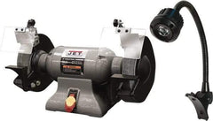 Jet - 8" Wheel Diam x 1" Wheel Width, 1 hp Grinder - 0.63" Arbor Hole Diam, 1 Phase, 3,450 Max RPM, 115 Volts - Industrial Tool & Supply