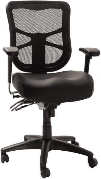 ALERA - 42-7/8" High Mid Back Chair - 25" Wide x 27-5/8" Deep, Leather Seat, Black - Industrial Tool & Supply