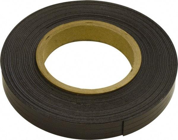 Mag-Mate - 300" Long x 1" Wide x 1/32" Thick Flexible Magnetic Strip - 8 Lb Max Pull Force, 4 Linear Ft/Lb Magnetic Pull Force, Plain Back, Dark Brown - Industrial Tool & Supply