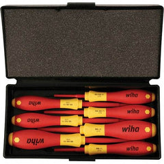 Wiha - 7 Piece Slotted, Phillips & Square Screwdriver Set - Bit Sizes: Philips #0 & #1, Comes in Box - Industrial Tool & Supply