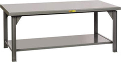 Little Giant - 72 Wide x 36" Deep x 34" High, 7 Gauge Steel Workbench - Fixed Legs, Gray - Industrial Tool & Supply