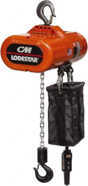 CM - 2 Ton Capacity, 16 FPM Lift Speed, Electric Chain Hoist - 15' Max Lift, 24.83" Min Headroom, 1 Chain - Industrial Tool & Supply