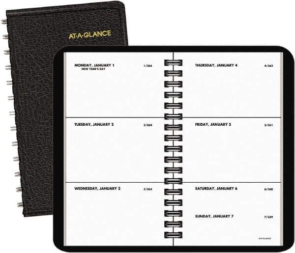 AT-A-GLANCE - 52 Sheet, 2-1/2 x 4-1/2", Weekly Planner - Black - Industrial Tool & Supply