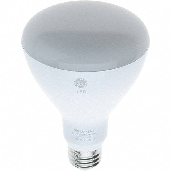 GE Lighting - 10 Watt LED Flood/Spot Medium Screw Lamp - 2,700°K Color Temp, 700 Lumens, 120 Volts, Dimmable, BR30, 25,000 hr Avg Life - Industrial Tool & Supply