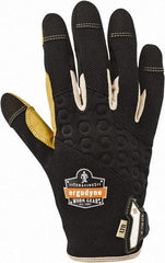 Ergodyne - Size S (7) Polyester Blend Work Gloves - For Mechanic's & Lifting, Uncoated, Hook & Loop Cuff, Full Fingered, Black/Tan, Paired - Industrial Tool & Supply