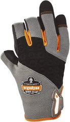 Ergodyne - Size S (7) Polyester Blend Work Gloves - For Mechanic's & Lifting, Uncoated, Hook & Loop Cuff, (3) Half Fingered/(2) Full Fingered, Black/Gray, Paired - Industrial Tool & Supply