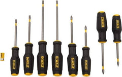 DeWALT - 8 Piece Phillips, Slotted & Square Screwdriver Set - Ergonomic & Bi-material Handle, Blade Sizes: Length 3 to 6, Width 3/16, 1/4 & 5/16, Bit Sizes: Philips #1 to #3 - Industrial Tool & Supply