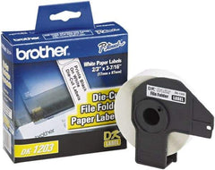 Brother - 0.66" Wide x 3.4" Long, White Paper File Folder Label - For PC Label Printers - Industrial Tool & Supply