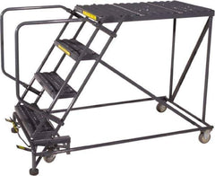 Ballymore - 30" 3 Step Single Entry Work Platform - Rolling Work Platform, 800 Lb Capacity, 30" Platform Height, 38" Base Width x 89" Base Depth, Grip Strut - Industrial Tool & Supply