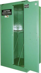 Securall Cabinets - 1 Door, Green Steel Standard Safety Cabinet for Flammable and Combustible Liquids - 46" High x 43" Wide x 18" Deep, Self Closing Door, 3 Point Key Lock, H Cylinder Capacity - Industrial Tool & Supply