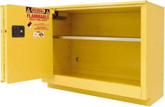 Securall Cabinets - 2 Door, 1 Shelf, Yellow Steel Under the Counter Safety Cabinet for Flammable and Combustible Liquids - 35-5/8" High x 59" Wide x 22" Deep, Sliding Door, 3 Point Key Lock, 44 Gal Capacity - Industrial Tool & Supply