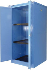 Securall Cabinets - 2 Door, 2 Shelf, Blue Steel Standard Safety Cabinet for Corrosive Chemicals - 67" High x 31" Wide x 31" Deep, Self Closing Door, 3 Point Key Lock, 60 Gal Capacity - Industrial Tool & Supply