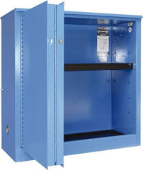 Securall Cabinets - 2 Door, 1 Shelf, Blue Steel Standard Safety Cabinet for Corrosive Chemicals - 44" High x 43" Wide x 18" Deep, Sliding Door, 3 Point Key Lock, 30 Gal Capacity - Industrial Tool & Supply
